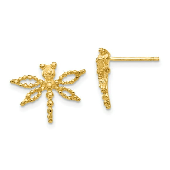 14k Yellow Gold Multi-Color Enameled Dragonfly Post Earrings 7x11 mm 14k Yellow Gold Multi-Color Enameled Dragonfly Post Earrings 7x11 mm